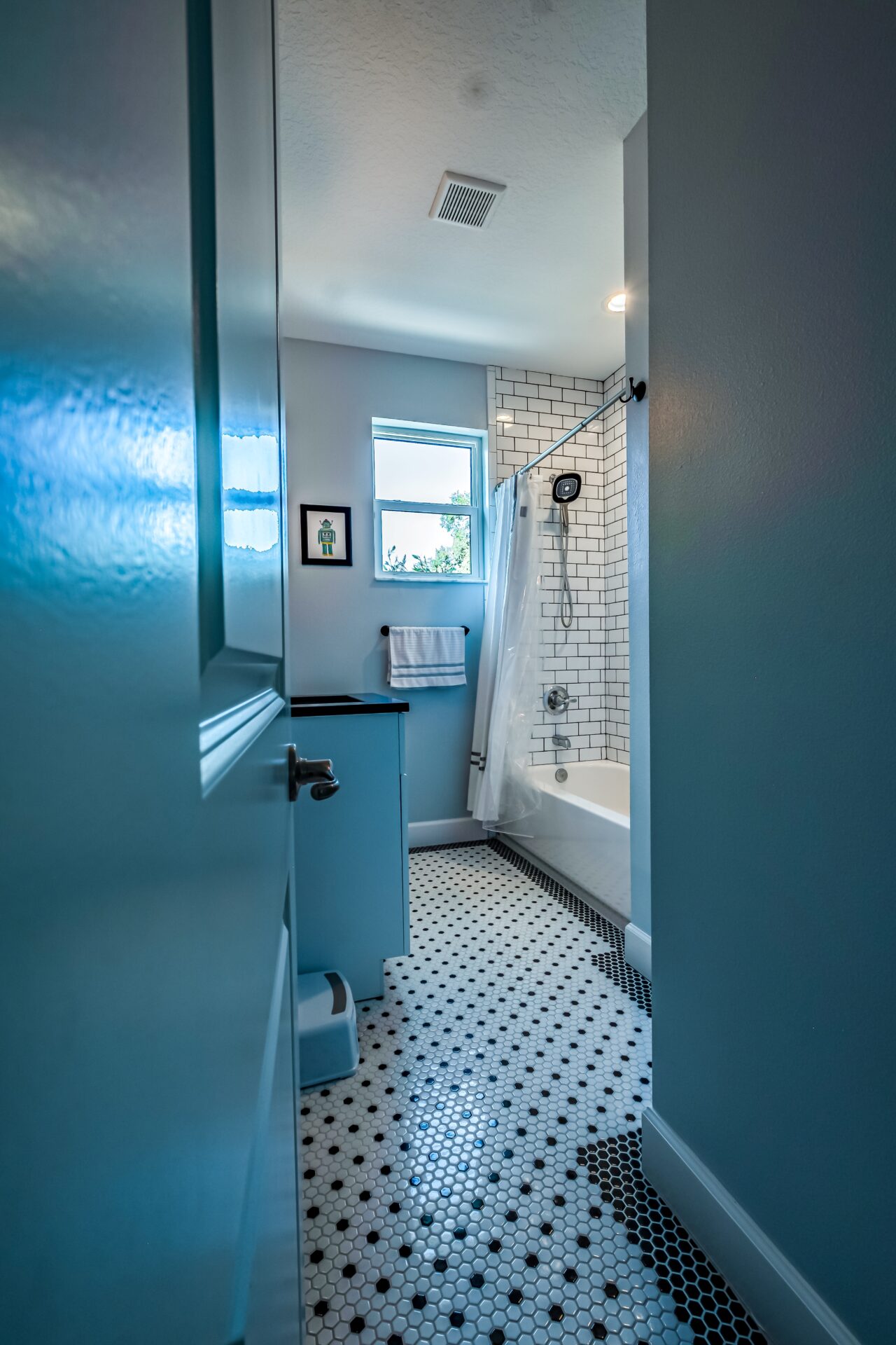 Bathroom with glass door